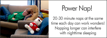 Student and Uga toy napping; Power Nap! 20-30 minute naps at the same time each day can work wonders! Napping longer can interfere with nighttime sleeping.