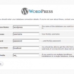 Wordpres provide database details