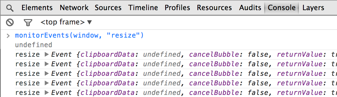 Monitoring window resize events