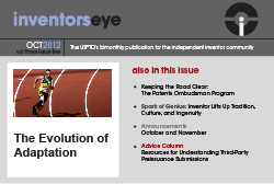 Inventor Lifts Up Tradition, Culture, and Ingenutiy, Announcements for October and November, and Advice column, Resources for Understanding Third-Party Preissuance Submissions.