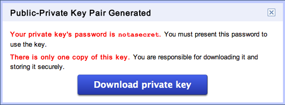 Public-private key pair generated
