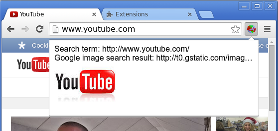Chrome with an extension's popup open.