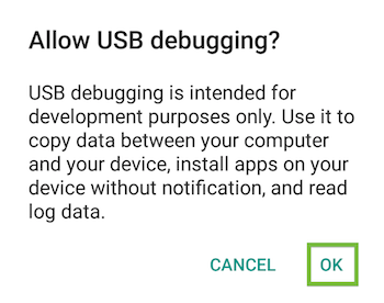 allow USB debugging message
