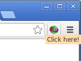 "Click here!" tooltip, after modifying manifest.json and reloading the extension.