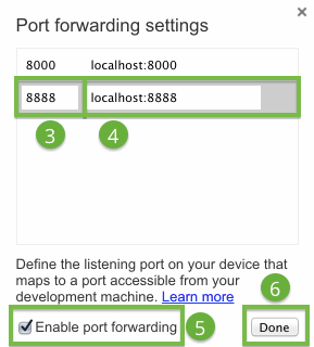 port forwarding dialog