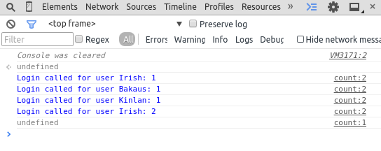 console count example output