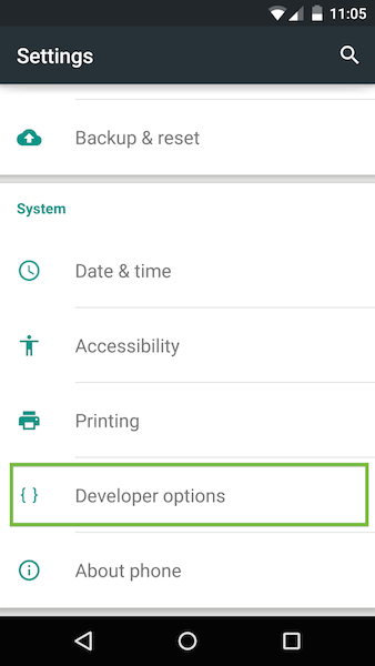 developer options