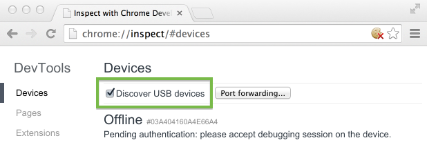 Discover USB Devices in chrome://inspect