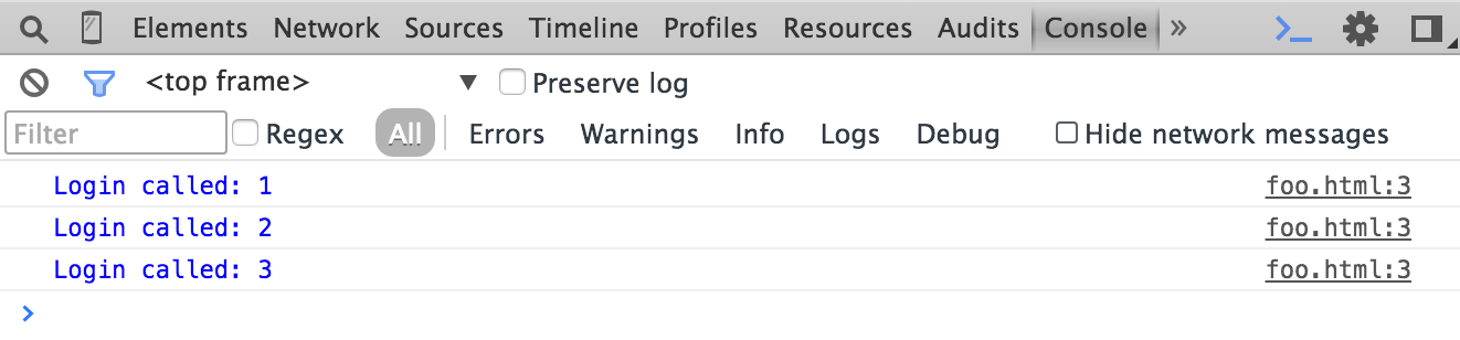 console count example output