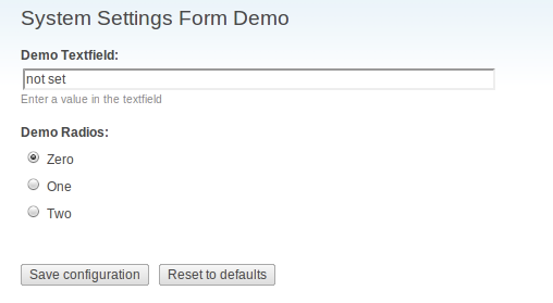 configuration interface
