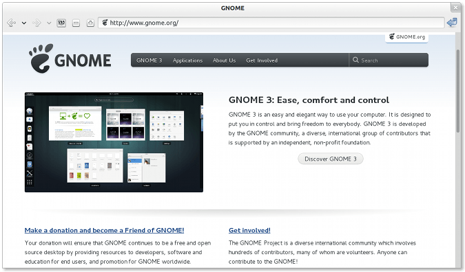 Screenshot of Epiphany using WebKitGTK+
