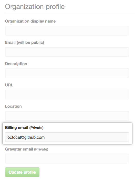 Billing email textbox
