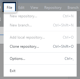 The GitHub Desktop menu in the windows menu bar