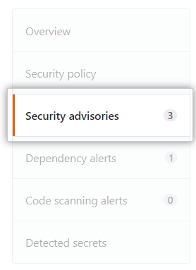 Security advisories tab