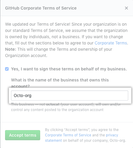 Business name field