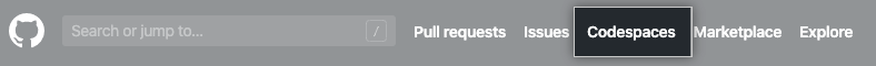 Codespaces link in header
