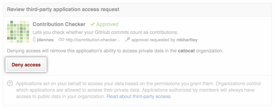 Deny confirmation button