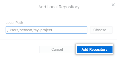 The Add repository button in the Mac app
