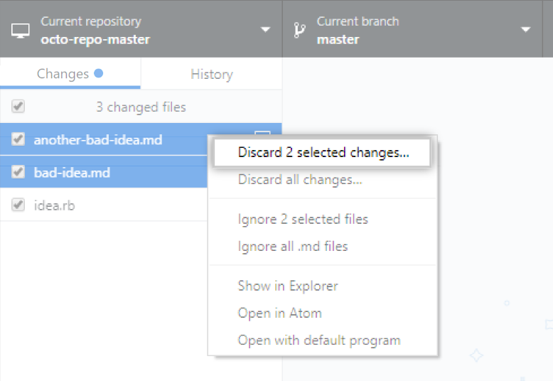 Discard Changes option in context menu
