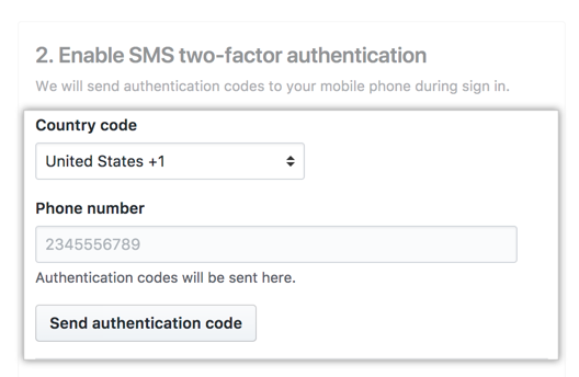 2FA SMS screen