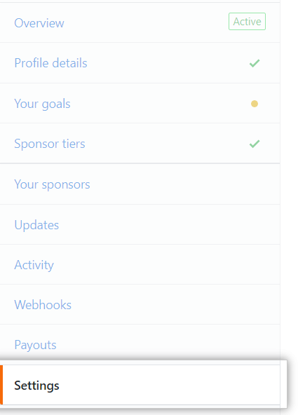 Settings tab