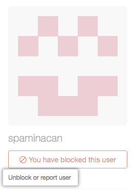 Unblock or report user link