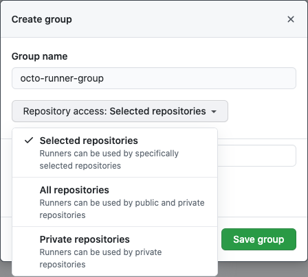 Add runner group options