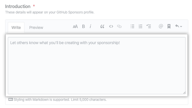 Profile details text field