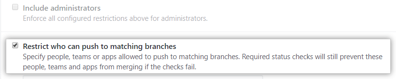 Kontrollkästchen „Branch restriction" (Branch-Einschränkung)