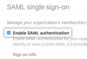 Checkbox for enabling SAML SSO