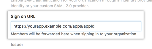 Field for the URL that members will be forwarded to when signing in