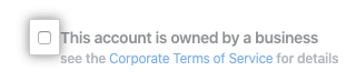 Kontrollkästchen für Organisationen, die sich im Besitz eines Unternehmens befinden