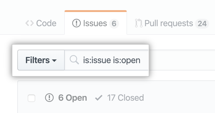 Pesquisar problemas e pull requests