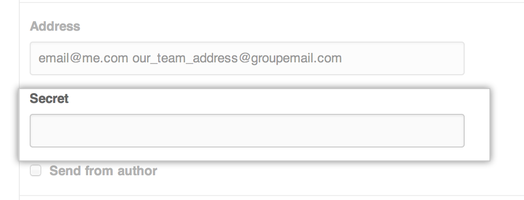 Textfeld für das E-Mail-Geheimnis