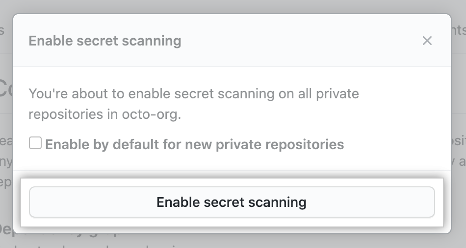Button to disable or enable secret scanning