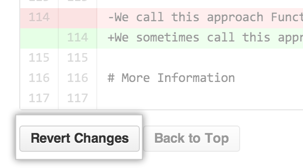 Wiki-Schaltfläche „revert changes" (Änderungen rückgängig machen)