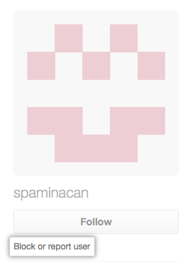 Link „Block or report user" (Blockiere oder melde einen Benutzer)