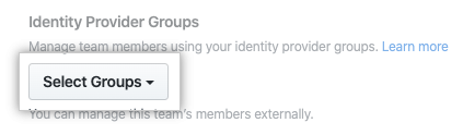 Dropdownmenü zur Auswahl einer Identitätsanbieter-Gruppe