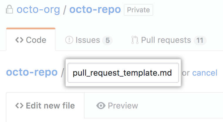 Root-VerzeichnisName der neuen Pull-Request-Vorlage im Root-Verzeichnis