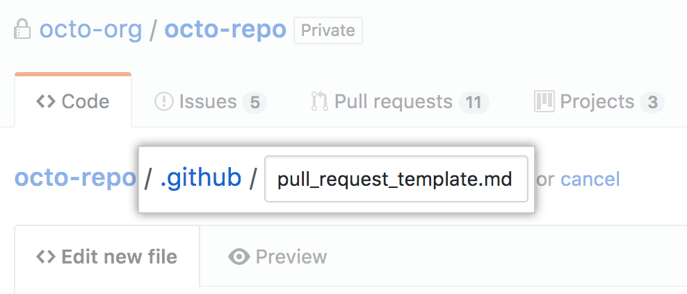 Neue Pull-Request-Vorlage im ausgeblendeten Verzeichnis