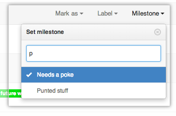 Dropdownmenü „Issues Milestone assignment" (Issue-Meilenstein-Zuordnung)