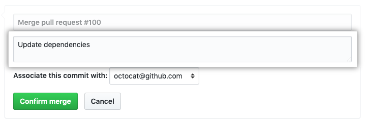 Feld für Commit-Mitteilung