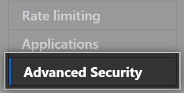 Advanced Security sidebar