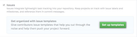 Botão Start template setup (Iniciar configuração do modelo)