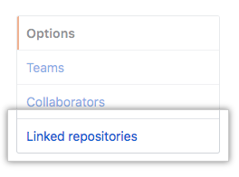 Menüoption „Linked repositories“ (Verknüpfte Repositorys) in der linken Seitenleiste