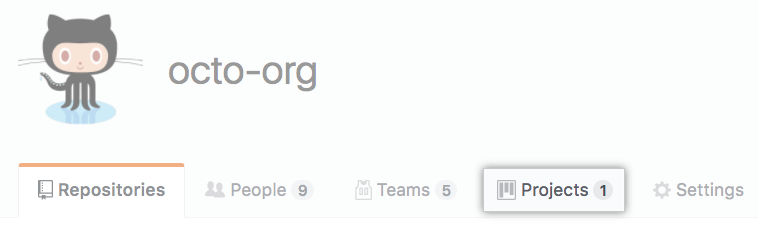 Registerkarte „Projects" für Deine Organisation