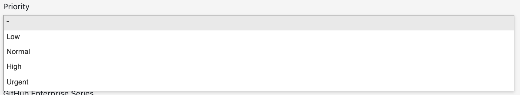 Menú desplegable Prioridad