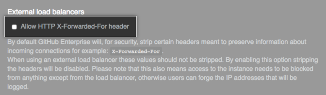 Kontrollkästchen zum Zulassen des HTTP X-Forwarded-For-Header