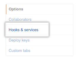 „Hooks & services“ (Hooks und Dienste)
