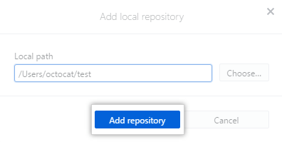 The Add repository button in the Windows app